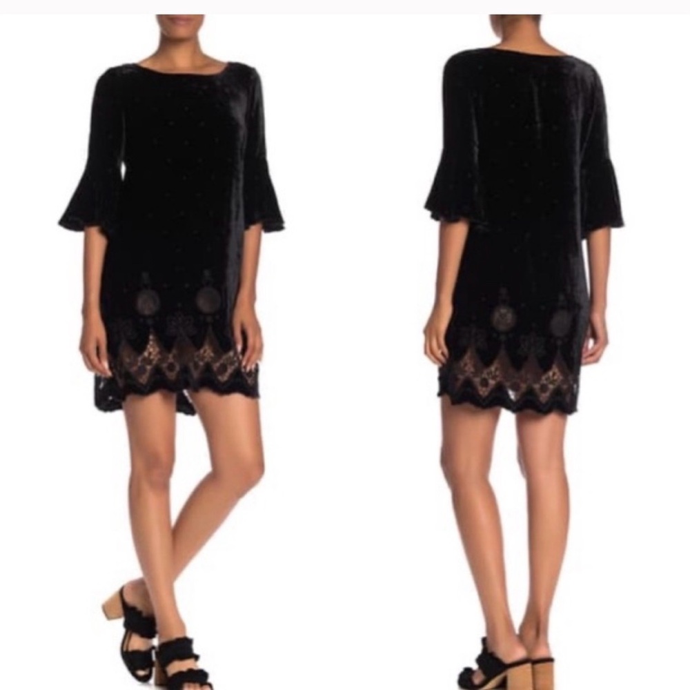 Johnny Was Roxanne Black Velvet Mini Dress — Size S, Like New - Picture 4 of 11